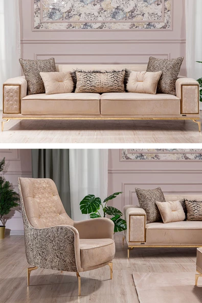 SANDALİE Lexus 3+1 Salon&oturma Odası Koltuk Takımı - Krem