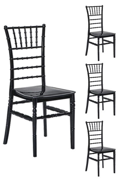 SANDALİE 4 Adet Soho Siyah Sandalye / Balkon-bahçe-mutfak