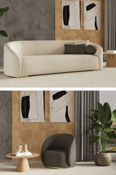 SANDALİE Teddy 3+1 Salon&oturma Odası Koltuk Takımı - Krem&Antrasit