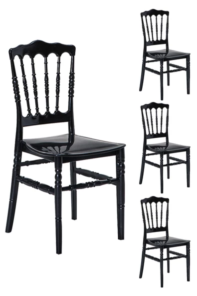 SANDALİE 4 Adet Miray Siyah Sandalye / Balkon-bahçe-mutfak