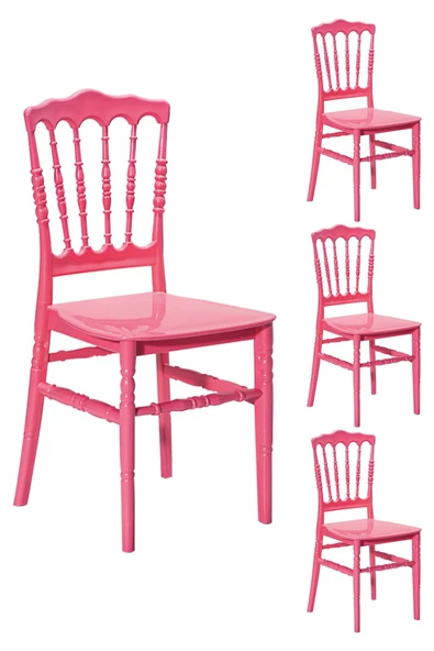SANDALİE 4 Adet Miray Pembe Sandalye / Balkon-Bahçe-Mutfak