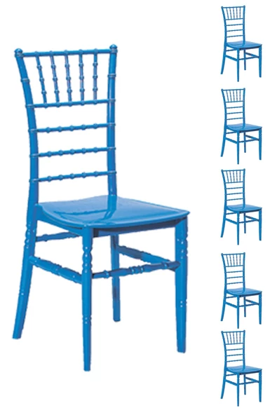 SANDALİE  6 Adet Soho Mavi Sandalye / Balkon-bahçe-mutfak