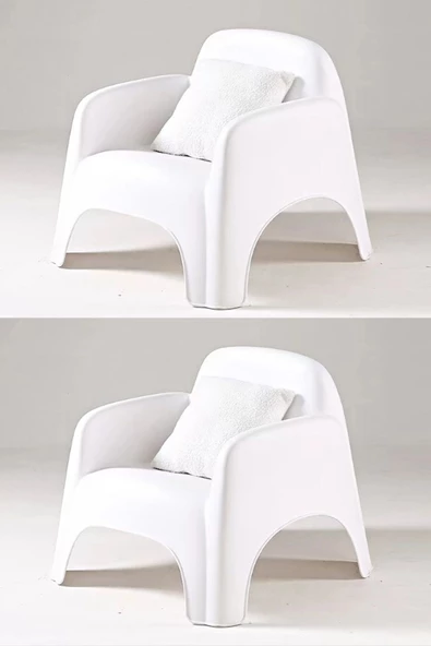 SANDALİE Bahçe Balkon Teras 1/1/S Minderli Bahçe Mobilyası Çay Seti - Beyaz