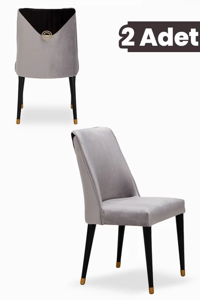 SANDALİE Bella 2 Adet Yemek-Mutfak-Salon Sandalyesi / Gri