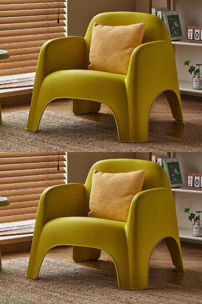 SANDALİE Bahçe Balkon Teras 1/1/S Mindersiz Bahçe Mobilyası Çay Seti - Sarı