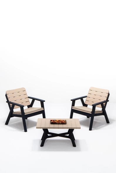 SANDALİE Sera 1+1+S Minderli Oturma Grubu / Bahçe - Balkon - Teras Mobilyası