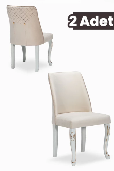 SANDALİE Hürrem 2 Adet Yemek-Mutfak-Salon Sandalyesi / Krem