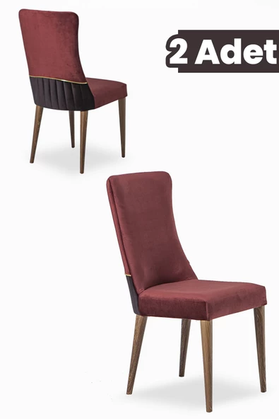 SANDALİE Demre 2 Adet Yemek-Mutfak-Salon Sandalyesi / Bordo