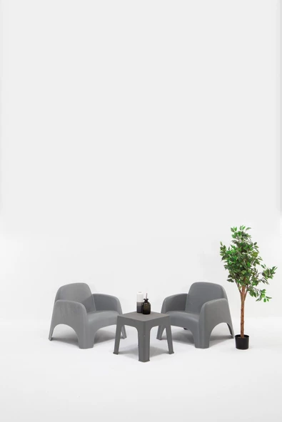 SANDALİE  Şile Pratik Bahçe, Balkon Oturma Grubu ( 1+1+S ) Bahçe Mobilyası / Gri