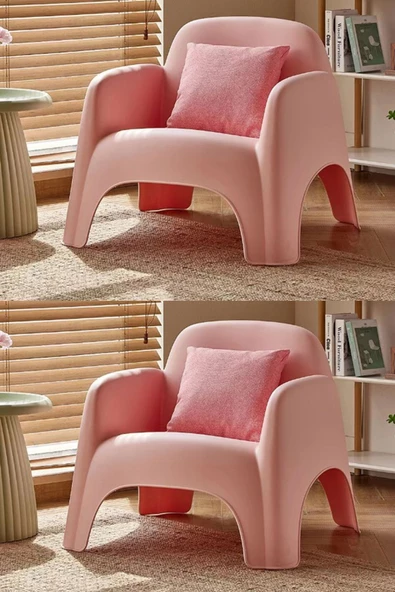SANDALİE  Bahçe Balkon Teras 1/1/S Mindersiz Bahçe Mobilyası Çay Seti - Pembe