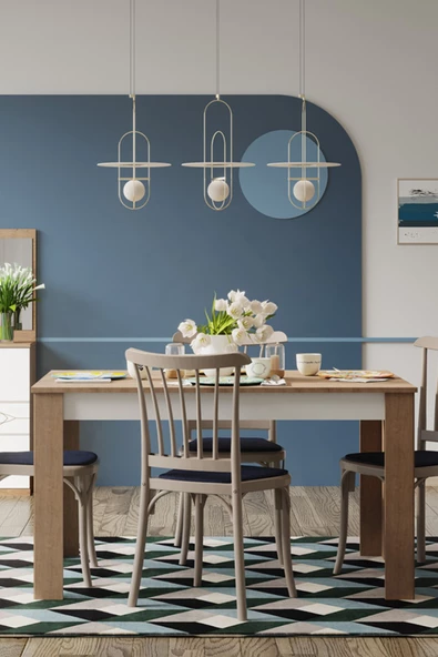 SANDALİE Alvin Sabit 6 Kişilik Salon&Mutfak Yemek Masası - Atlantik Çam