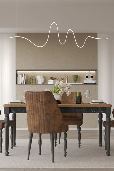 SANDALİE Cross Sabit 6 Kişilik Salon&Mutfak Yemek Masası - Atlantik Çam