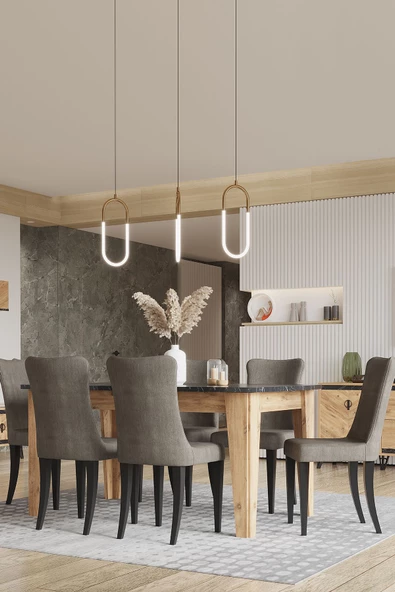 SANDALİE Avrupa Açılır 6 Kişilik Salon&Mutfak Masa Takımı - Atlantik Çam