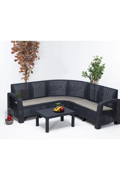 SANDALİE Olimpos Minderli Köşe Takımı (2/2)- Antrasit