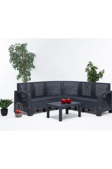 SANDALİE Olimpos Mindersiz Köşe Takımı (2/2) - Antrasit