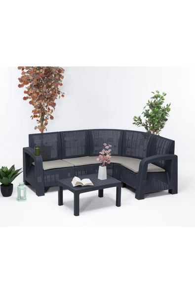 SANDALİE Olimpos Minderli Köşe Takımı (2/1) - Antrasit