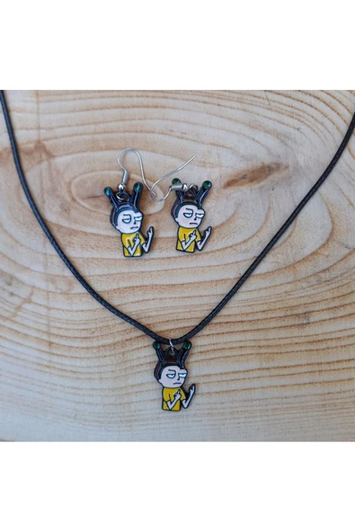 Rick Kolye Küpe Renkli Unisex Metal Kolye Küpe Seti PYTKKLKP310 ürün görseli