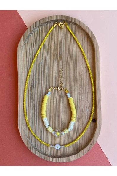 Papatya Deniz Yıldızı Renkli Fimo Kolye Bileklik Takı Seti PYTKFMKLYBLK43 ürün görseli