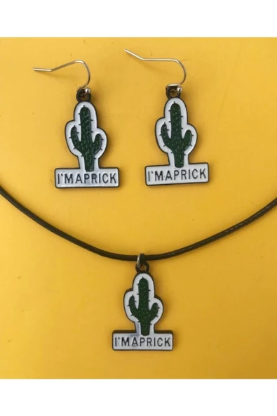 Kaktüs Unisex Metal Kolye Küpe Seti ürün görseli