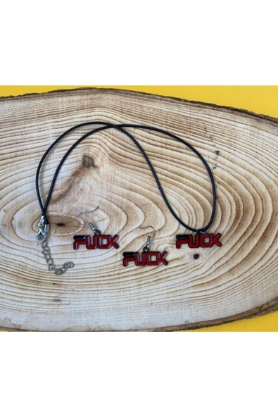 F*ck Kolye Küpe Renkli Unisex Metal Kolye Küpe Seti Pytkklkp174 ürün görseli