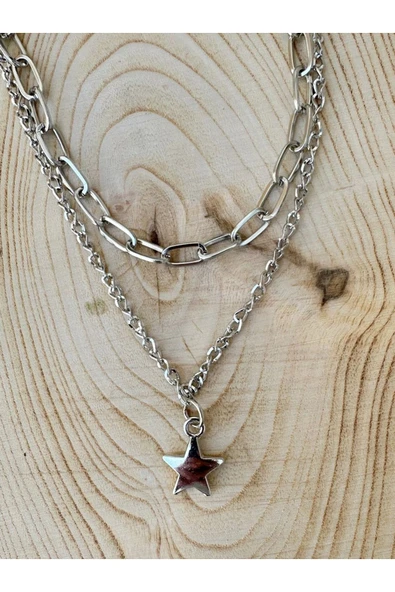 Unisex Gümüş Rengi Gömlek Yaka Zinciri İğnesi Aksesuarı PYTKGMLZNC10 - 4