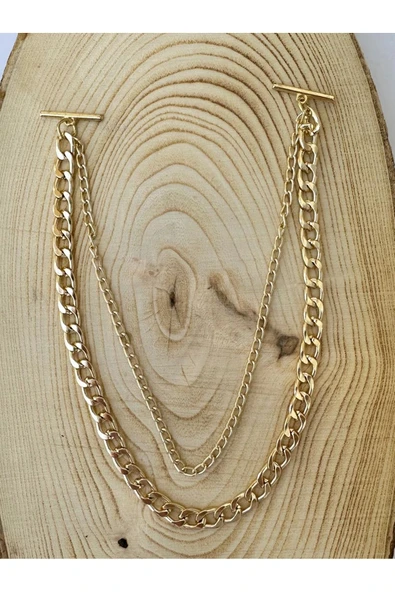 Unisex Gold Rengi Gömlek Yaka Zinciri İğnesi Aksesuarı PYTKGMLZNC11 - 3