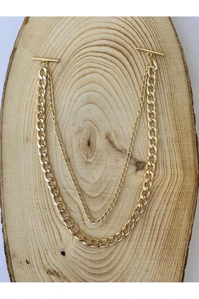 Unisex Gold Rengi Gömlek Yaka Zinciri İğnesi Aksesuarı PYTKGMLZNC11 - 4