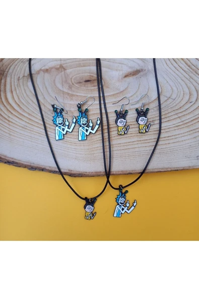 Rick Kolye Küpe 2'li BFF Best Friends Kolye Küpe Seti PYTKKPKK0BFF200 - Resim 2