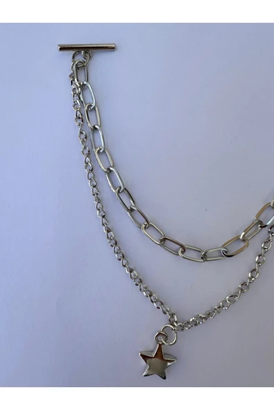 Unisex Gümüş Rengi Gömlek Yaka Zinciri İğnesi Aksesuarı PYTKGMLZNC10 - 3