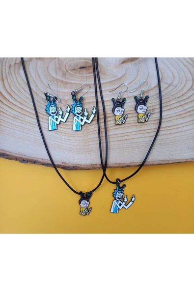 Rick Kolye Küpe 2'li BFF Best Friends Kolye Küpe Seti PYTKKPKK0BFF200 - Resim 3