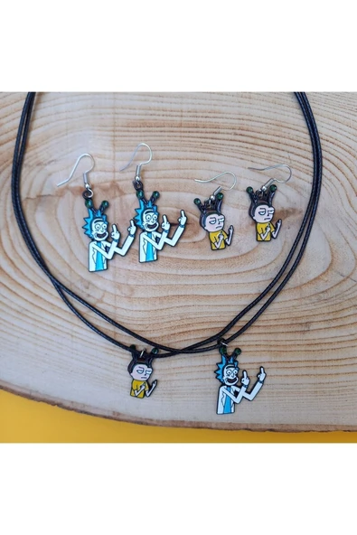 Rick Kolye Küpe 2'li BFF Best Friends Kolye Küpe Seti PYTKKPKK0BFF200 - Resim 4