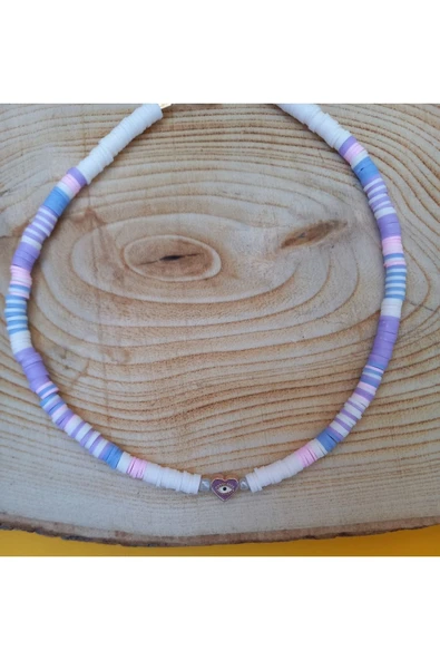 Ra'nın Gözü Mor Pembe Boncuk Fimo Kolye Renkli Kadın Kolye Pytkfımoklye0108 ürün görseli