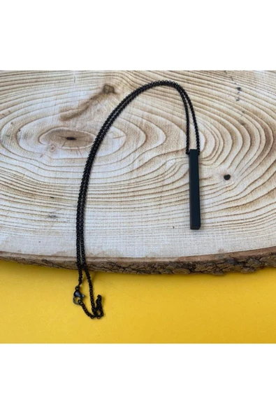 Çubuk Siyah Renk Unisex Cerrahi Çelik Kolye Pytkkt0058 ürün görseli