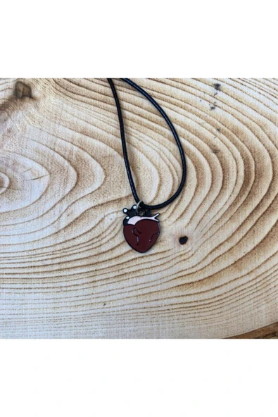 Heart Kalp Kolye Unisex Suni Deri Ipli Kolye Pytkkolye193 - Resim 2
