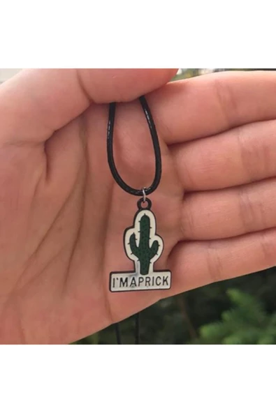 Kaktüs Bitki Kolye Suni Deri Ipli Renkli Unisex Metal Kolye Pytkk0lye00131 ürün görseli