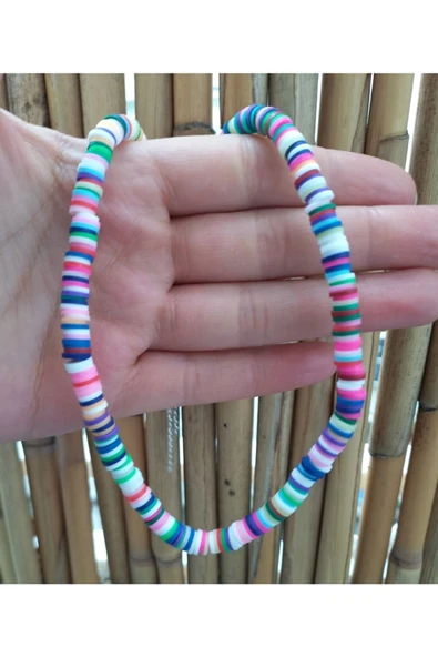 Çok Renkli Boncuk Fimo Kolye Renkli Kadın Kolye Pytkfımoklye66 - 5