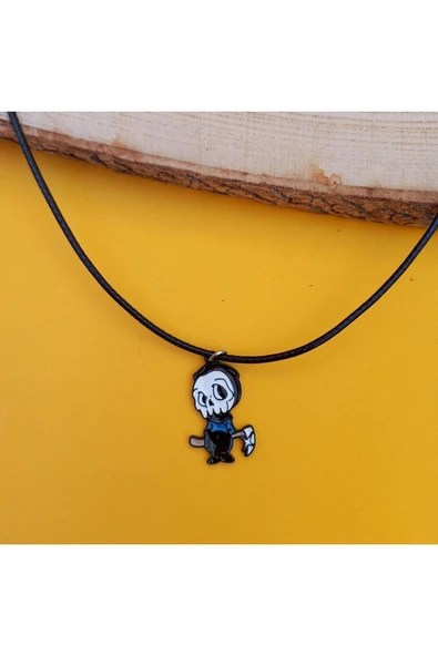 Kurukafa Azrail Kolye Unisex Suni Deri Ipli Kolye ürün görseli