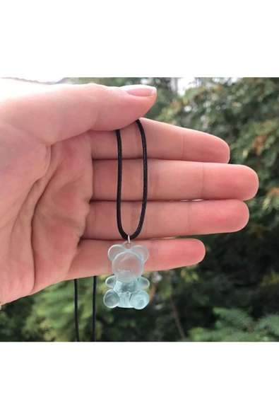 Ayıcık Kolye Hayvan Renkli Unisex Suni Deri Ipli Kolye Pytkkolye118 - Resim 4