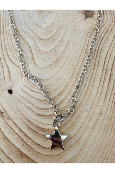 Yıldız Gümüş Rengi Zincir Kolye Unisex Zincir Kolye PYTKZNCKLY245 ürün görseli