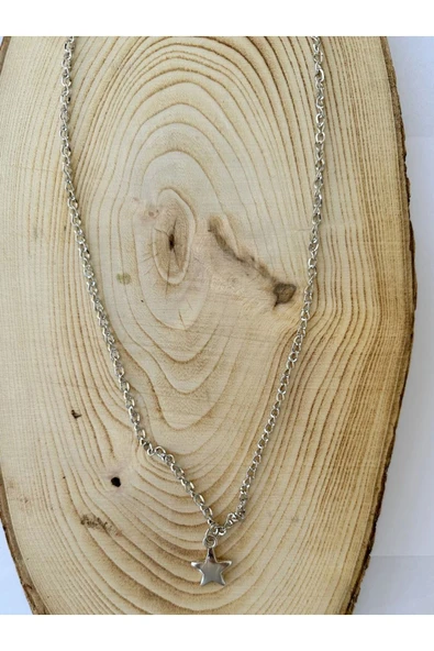 Yıldız Gümüş Rengi Zincir Kolye Unisex Zincir Kolye PYTKZNCKLY244 - Resim 2