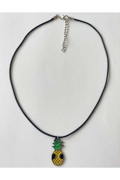 Ananas Gözlüklü Suni Deri Ipli Unisex Kolye Pytkkt004 - Resim 2