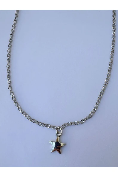 Yıldız Gümüş Rengi Zincir Kolye Unisex Zincir Kolye PYTKZNCKLY244 - Resim 4