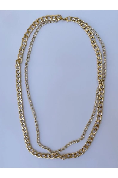 Gold Zincir Kolye Unisex Zincir Kolye PYTKZNCKLY235 - Resim 4