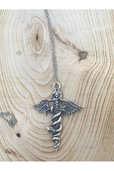 Kurukafa Skull Kanat Yılan Zincir Kolye PYTKZNKLY272 ürün görseli
