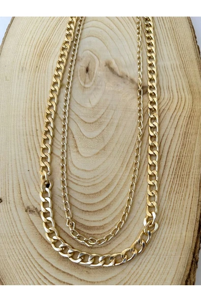 Gold Zincir Kolye Unisex Zincir Kolye PYTKZNCKLY235 - Resim 2