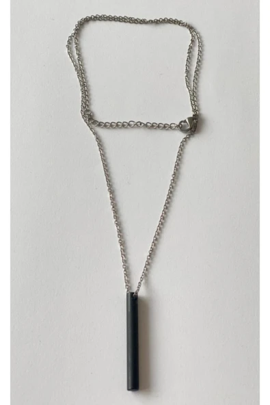 Çubuk Siyah Renk Cerrahi Çelik Unisex Kolye Pytkkt0057 - Resim 2