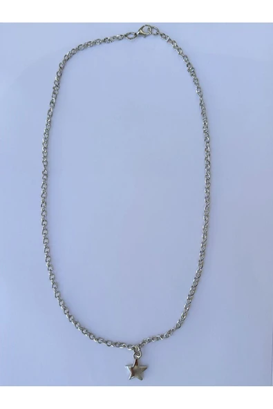 Yıldız Gümüş Rengi Zincir Kolye Unisex Zincir Kolye PYTKZNCKLY244 - Resim 3