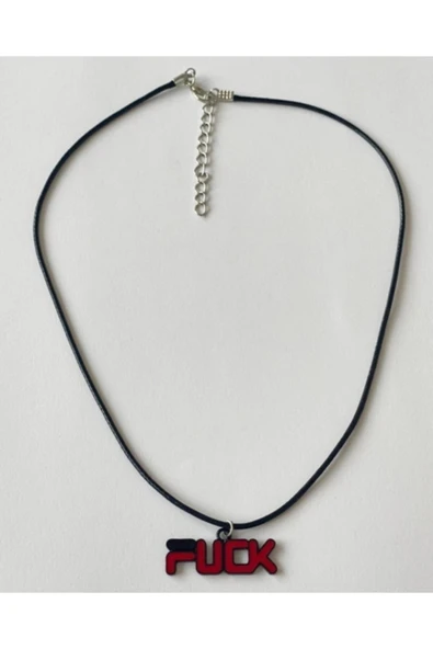 Fck Yazılı Suni Deri Ipli Unisex Kolye Pytkkt0010 - Resim 2