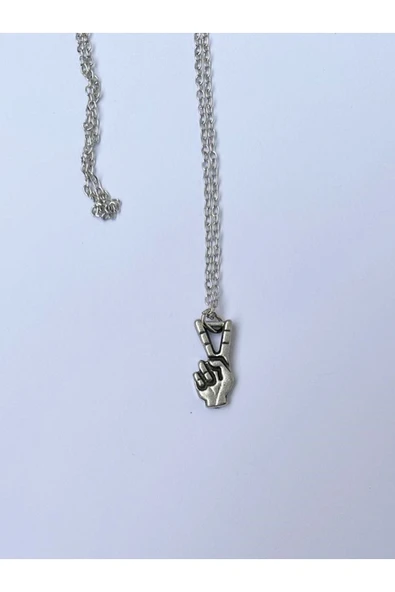 Barış Peace Eş İşareti Zincir Kolye PYTKZNKLY222 - Resim 3