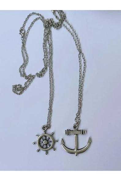 Çapa Dümen Gemi BFF 2li Zincir Kolye PYTKZNKLY171 - Resim 4